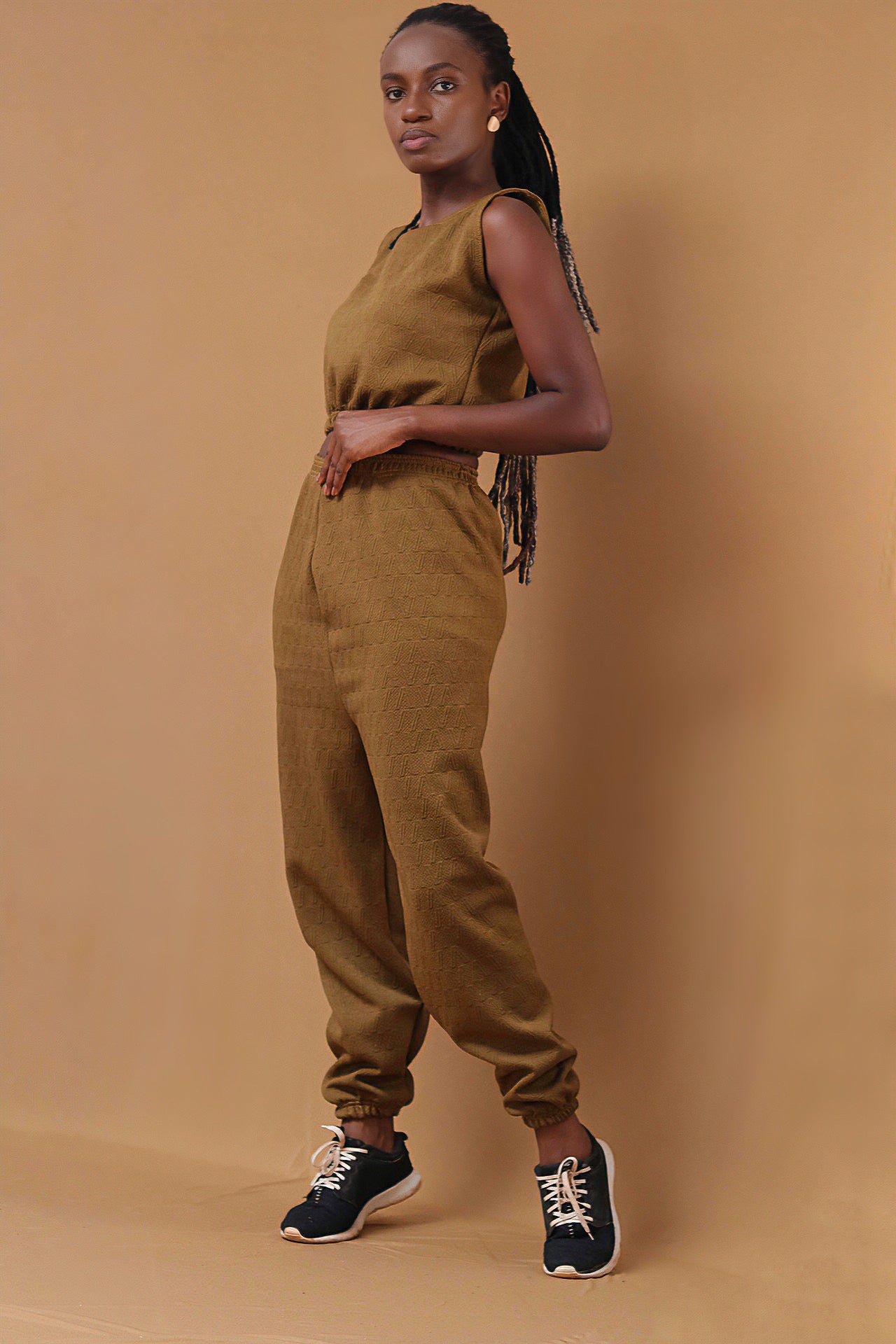 Olive crop cotton tracksuit