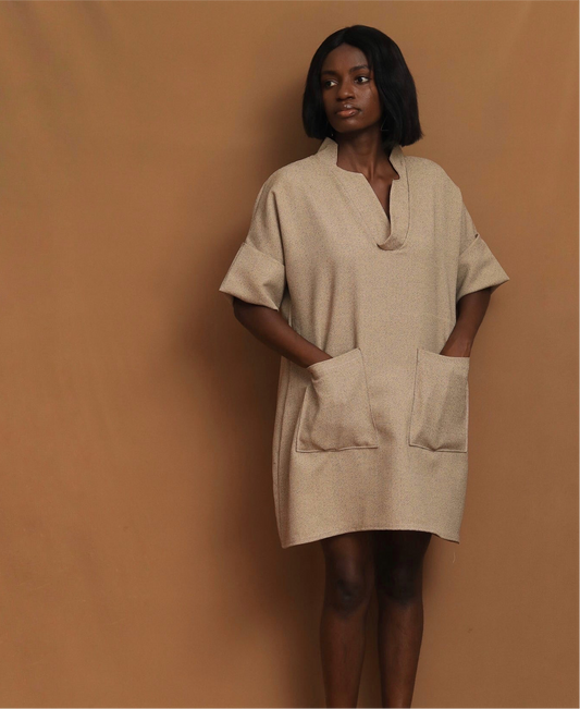 Heather beige pocket dress